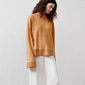 Elizabeth and James Mustard Yellow Long Sleeve Crew Neck Cashmere Sweater Sz M